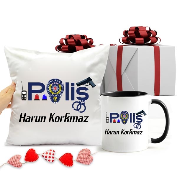 Polis İsimli Kupa Bardak Ve Yastık