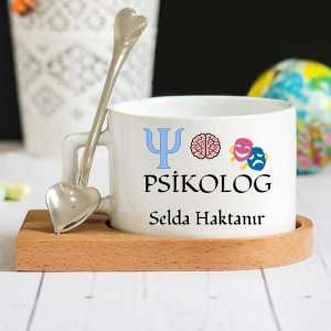 - Psikolog Ahşap Altlıklı Lüks Fincan Seti  - Psikolog Ahşap Altlıklı Lüks Fincan Seti