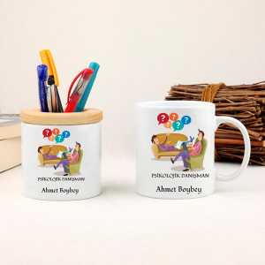  - Psikolojik Danışmana Hediye Kupa Bardak ve Kalemlik Seti