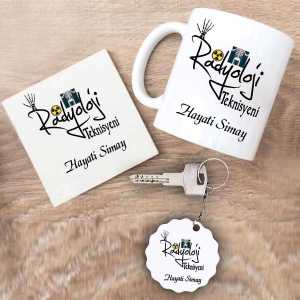  - Radyoloji Teknisyeni Kupa Bardak Altlık ve Anahtarlık Hediye Seti