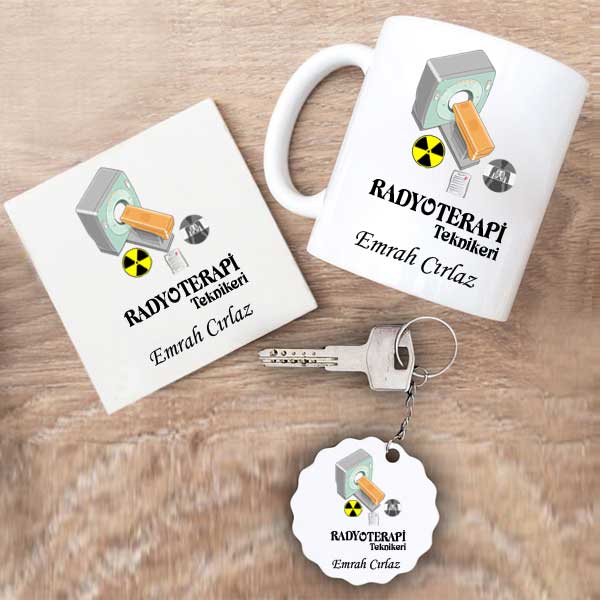 Radyoterapi Teknikeri Kupa Bardak Altlık Ve Anahtarlık Hediye Seti