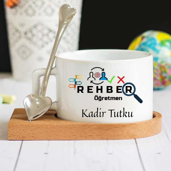 Rehber Öğretmen Ahşap Altlıklı Lüks Fincan Seti