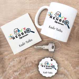 - Rehber Öğretmen Kupa Bardak Altlık ve Anahtarlık Hediye Seti  - Rehber Öğretmen Kupa Bardak Altlık ve Anahtarlık Hediye Seti