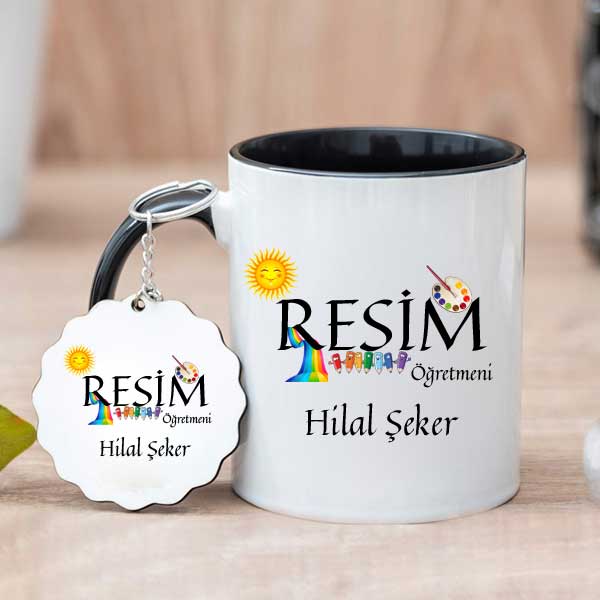 Resim Öğretmenine Hediye Kupa Bardak Ve Anahtarlık