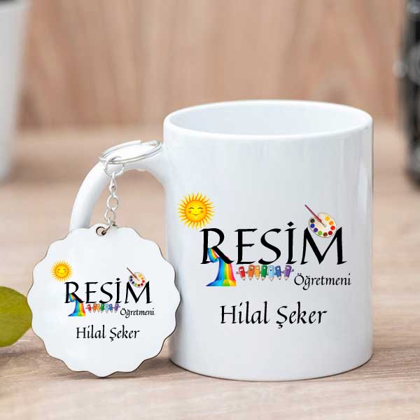 Resim Öğretmenine Hediye Kupa Bardak ve Anahtarlık