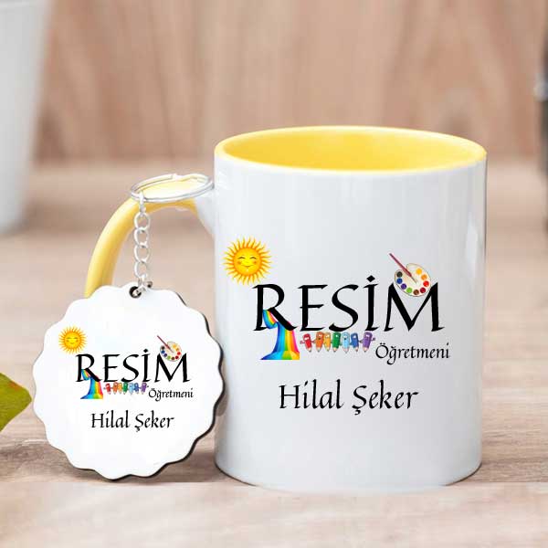 Resim Öğretmenine Hediye Kupa Bardak ve Anahtarlık