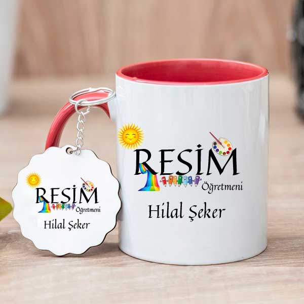 Resim Öğretmenine Hediye Kupa Bardak ve Anahtarlık