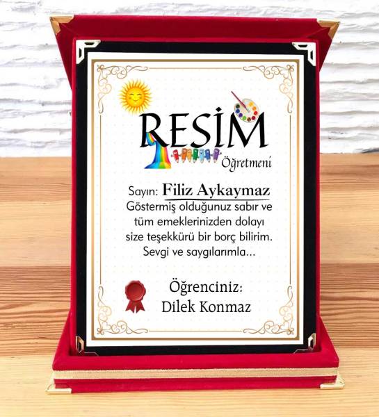 Resim Öğretmenine Hediye Plaket