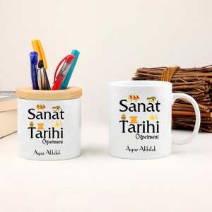 - Sanat Tarihi Öğretmenine Hediye Kupa Bardak ve Kalemlik Seti  - Sanat Tarihi Öğretmenine Hediye Kupa Bardak ve Kalemlik Seti