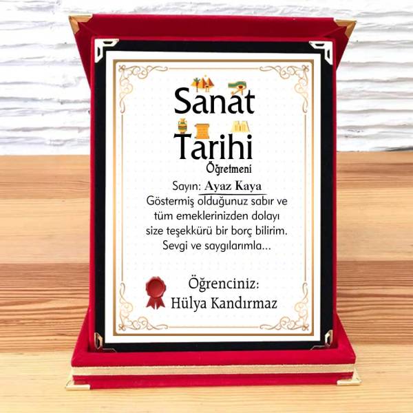 Sanat Tarihi Öğretmenine Hediye Plaket