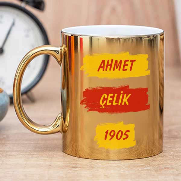 Sarı Kırmızı Taraftar Aynalı Kupa Bardak