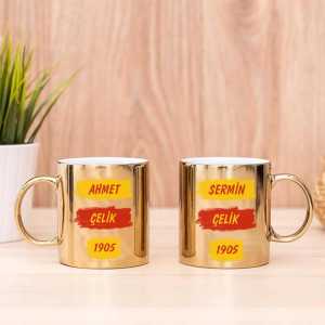  - Sarı Kırmızı Taraftar İkili Aynalı Kupa Bardak