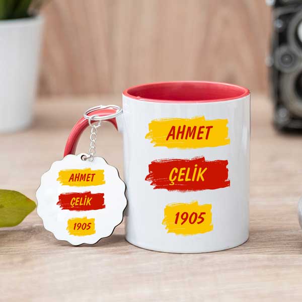 Sarı Kırmızı Taraftar Kupa Bardak Ve Anahtarlık