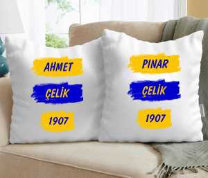  - Sarı Lacivert Taraftar İkili Yastık