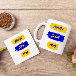  - Sarı Lacivert Taraftar Kupa Bardak ve Altlık