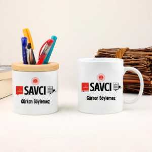  - Savcı Kupa Bardak ve Kalemlik Hediye Seti