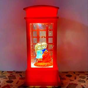 Sevgili Biblolu Işıklı Telefon Kulübesi Temalı Gece Lambası - Thumbnail