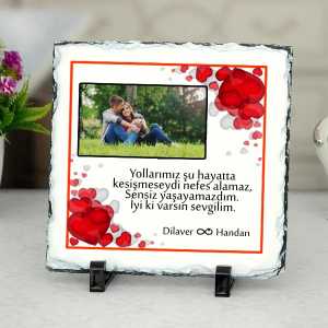  - Sevgililere Fotoğraf Baskılı Taş Çerçeve