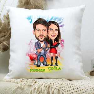 - Sevgiliye Hediye Mutlu Çiftler Karikatürlü Yastık  - Sevgiliye Hediye Mutlu Çiftler Karikatürlü Yastık