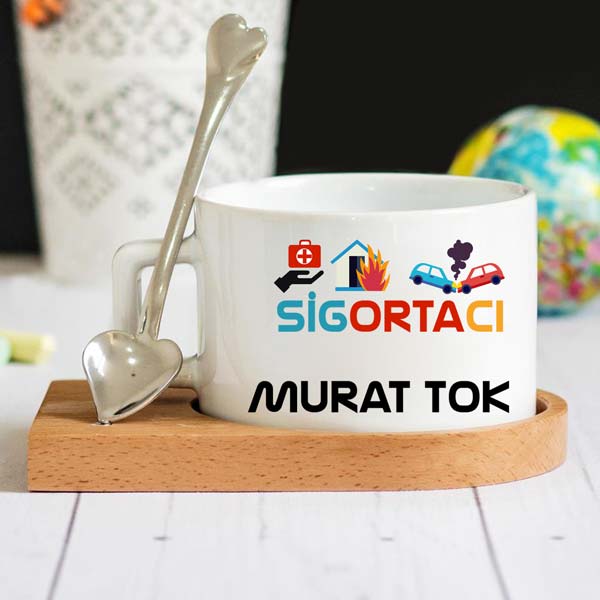 Sigortacı Ahşap Altlıklı Lüks Fincan Seti