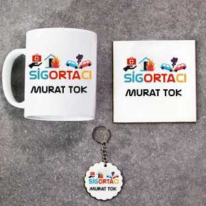 - Sigortacı Kupa Bardak Altlık ve Anahtarlık Hediye Seti  - Sigortacı Kupa Bardak Altlık ve Anahtarlık Hediye Seti