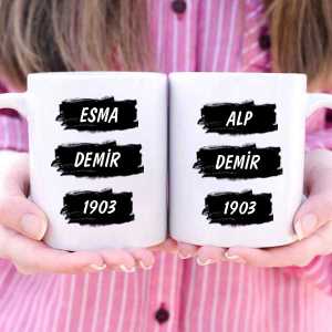  - Siyah Beyaz Taraftar İkili Kupa Bardak