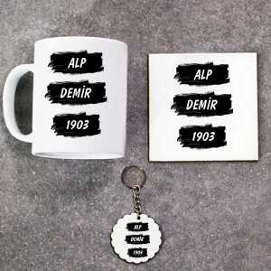- Siyah Beyaz Taraftar Kupa Bardak Altlık ve Anahtarlık Hediye Seti  - Siyah Beyaz Taraftar Kupa Bardak Altlık ve Anahtarlık Hediye Seti