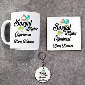 - Sosyal Bilgiler Öğretmeni Kupa Bardak Altlık ve Anahtarlık Hediye Seti  - Sosyal Bilgiler Öğretmeni Kupa Bardak Altlık ve Anahtarlık Hediye Seti