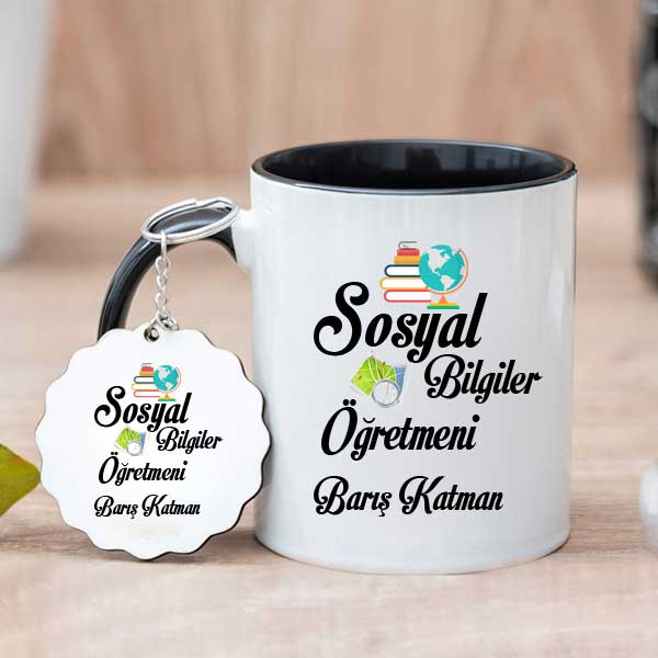 Sosyal Bilgiler Öğretmenine Hediye Kupa Bardak ve Anahtarlık