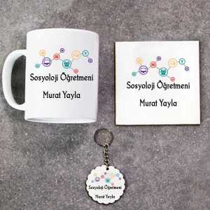 - Sosyoloji Öğretmeni Kupa Bardak Altlık ve Anahtarlık Hediye Seti  - Sosyoloji Öğretmeni Kupa Bardak Altlık ve Anahtarlık Hediye Seti