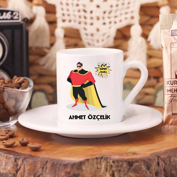 Süper Baba İsimli Türk Kahve Fincanı