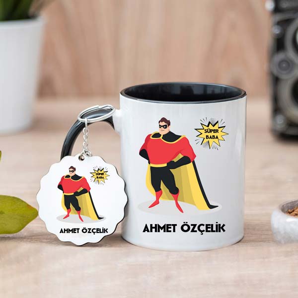 Süper Baba Kupa Bardağı Ve Anahtarlık Hediye Seti