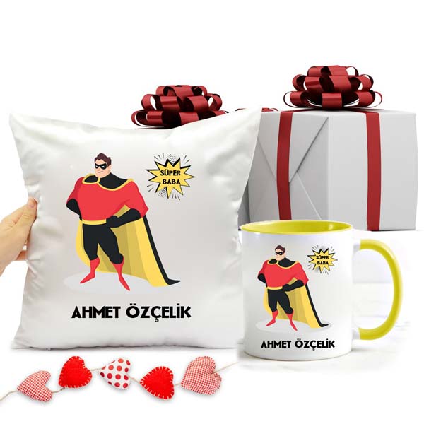 Süper Baba Yastığı Ve Kupa Bardağı