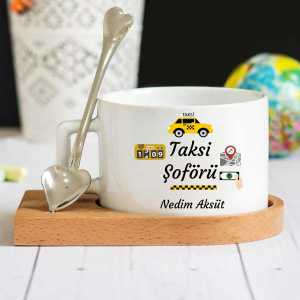 - Taksi Şoförü Ahşap Altlıklı Lüks Fincan Seti  - Taksi Şoförü Ahşap Altlıklı Lüks Fincan Seti