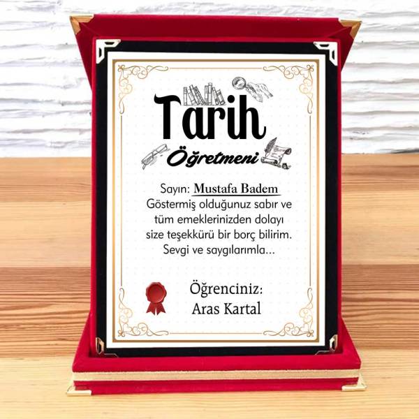 Tarih Öğretmenine Hediye Plaket