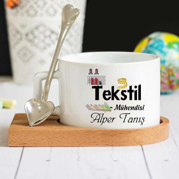 Tekstil Mühendisi Ahşap Altlıklı Lüks Fincan Seti