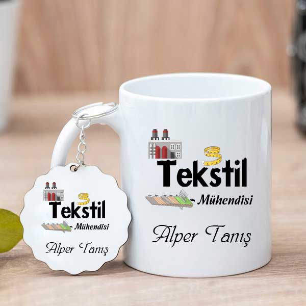 Tekstil Mühendisine Hediye Kupa Bardak ve Anahtarlık