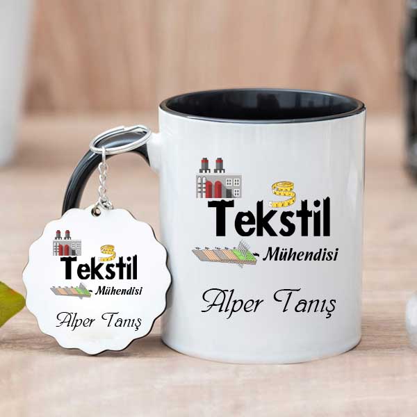 Tekstil Mühendisine Hediye Kupa Bardak ve Anahtarlık