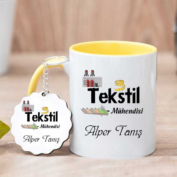 Tekstil Mühendisine Hediye Kupa Bardak ve Anahtarlık