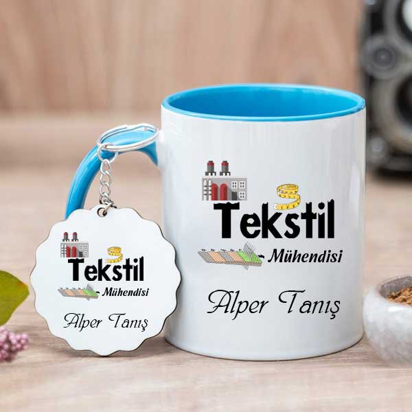 Tekstil Mühendisine Hediye Kupa Bardak ve Anahtarlık