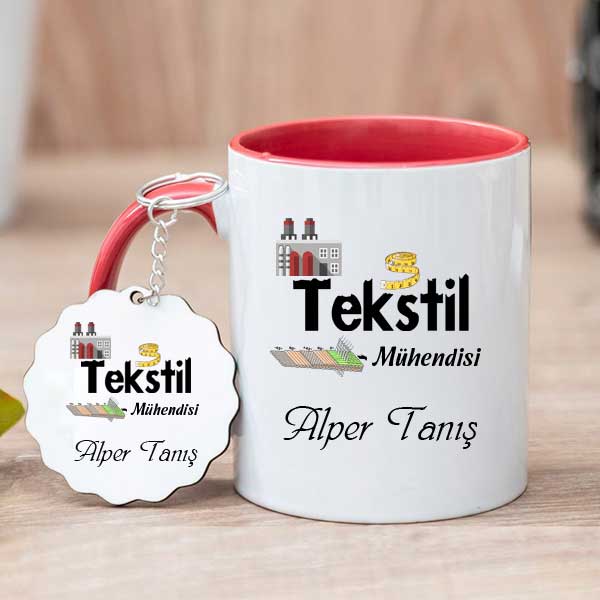 Tekstil Mühendisine Hediye Kupa Bardak ve Anahtarlık