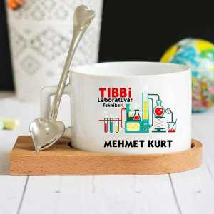  - Tıbbi Laboratuvar Teknikeri Ahşap Altlıklı Lüks Fincan Seti