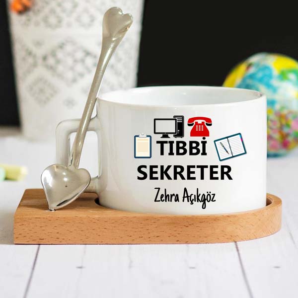 Tıbbi Sekreter Ahşap Altlıklı Lüks Fincan Seti