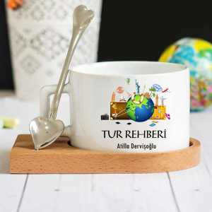 - Tur Rehberi Ahşap Altlıklı Lüks Fincan Seti  - Tur Rehberi Ahşap Altlıklı Lüks Fincan Seti