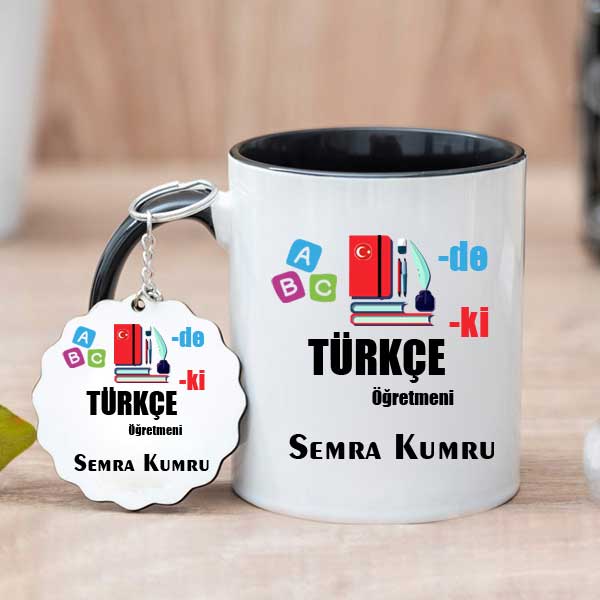 Türkçe Öğretmenine Hediye Kupa Bardak ve Anahtarlık