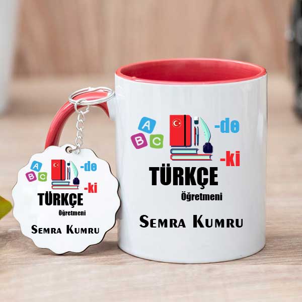 Türkçe Öğretmenine Hediye Kupa Bardak ve Anahtarlık