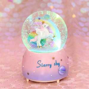 Unicorn Starry Sky Işıklı ve Müzikli Büyük Boy Kar Küresi - Thumbnail