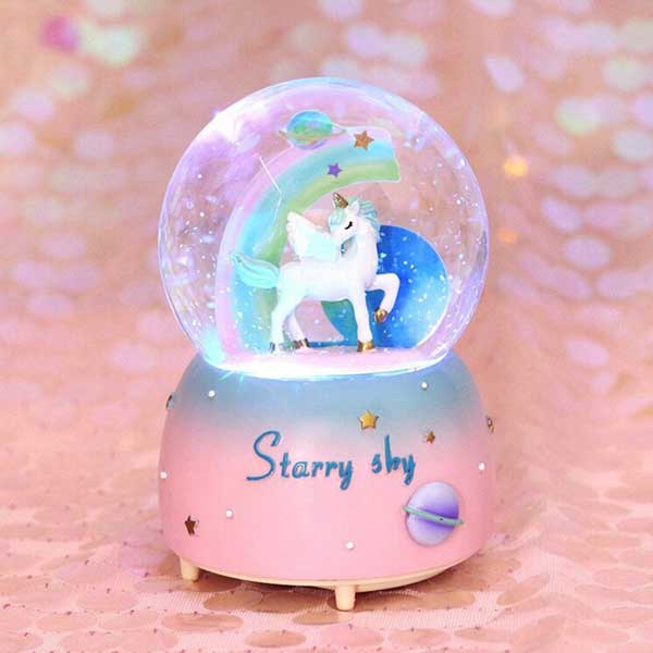 Unicorn Starry Sky Işıklı ve Müzikli Büyük Boy Kar Küresi