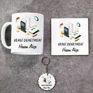 - Vergi Denetmeni Kupa Bardak Altlık ve Anahtarlık Hediye Seti  - Vergi Denetmeni Kupa Bardak Altlık ve Anahtarlık Hediye Seti