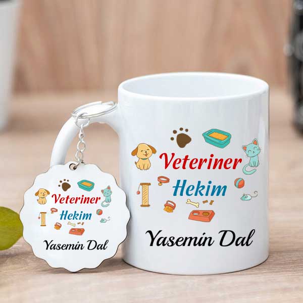 Veteriner Hekim Hediyesi Kupa Bardak ve Anahtarlık